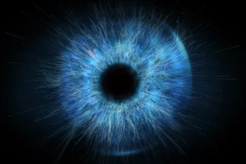 close up of blue eye
