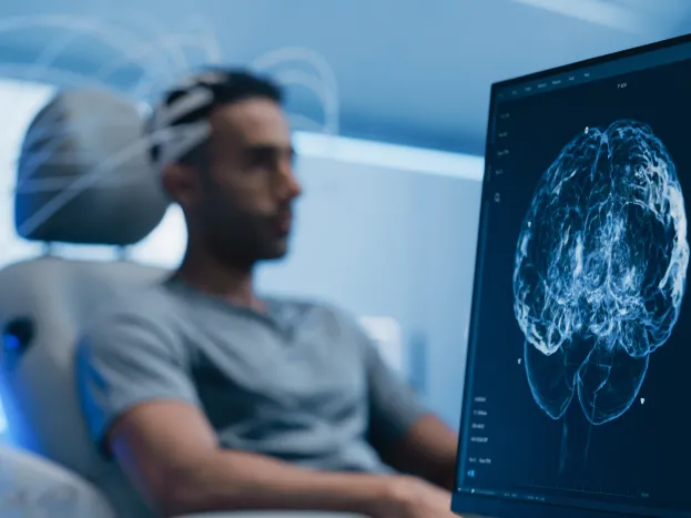 Medical Brain Scan on Computer Screen