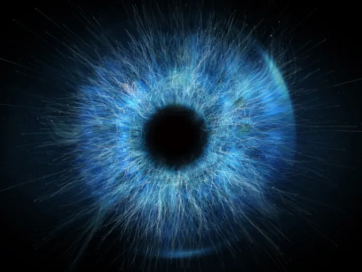 close up of blue eye