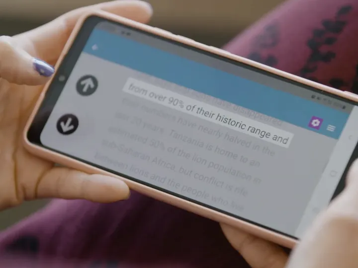 ReadClear's app userface on a mobile